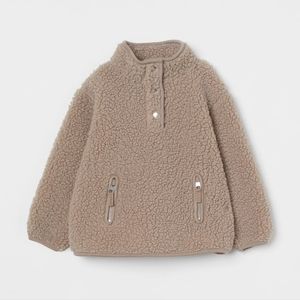 H&M kids Taupe Faux collar shearling jacket with collar, 5T